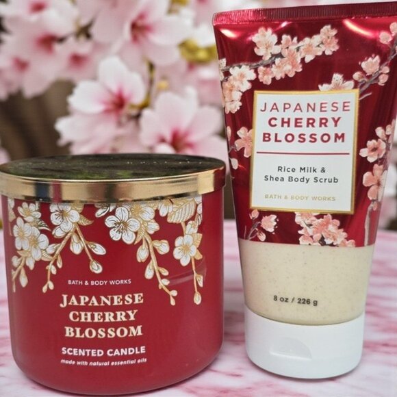 Bath & Body Works Other - Japanese Cherry Blossom Candle & Scrub